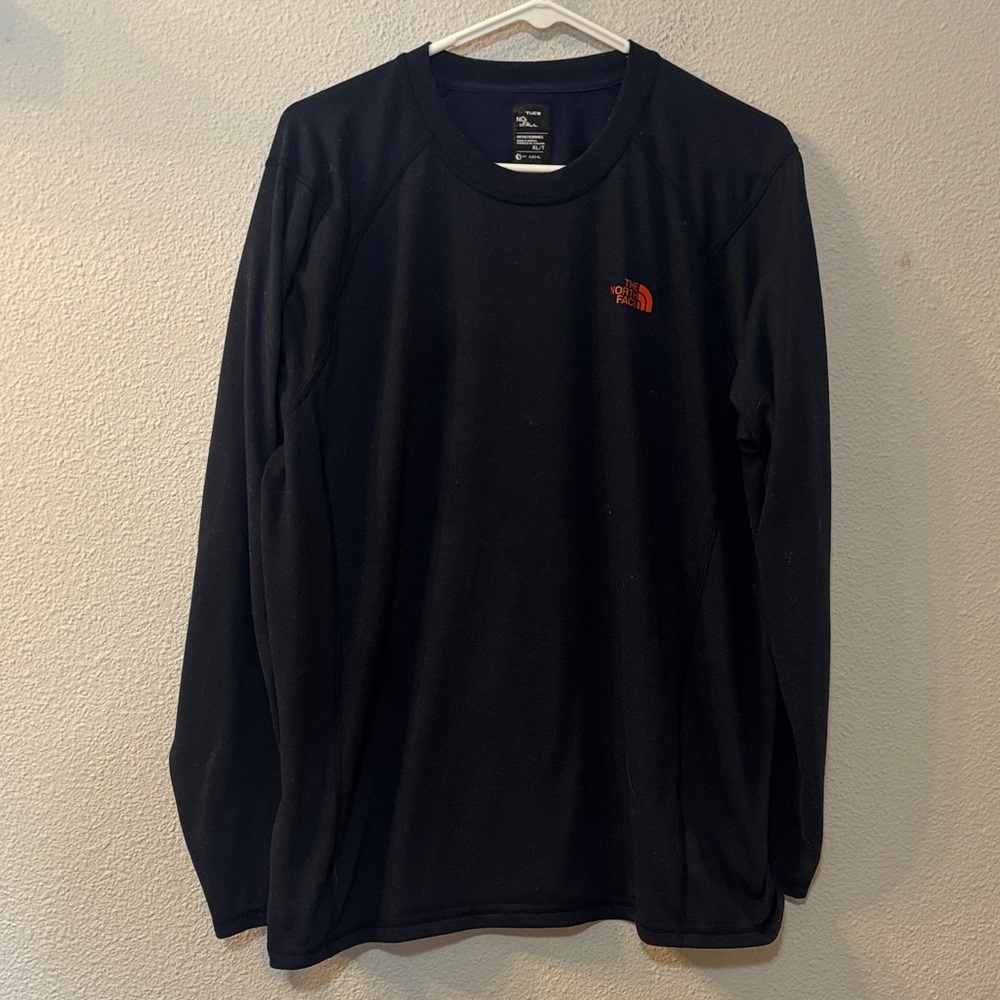 The North Face Men's Blue and Red Long Sleeve Tee